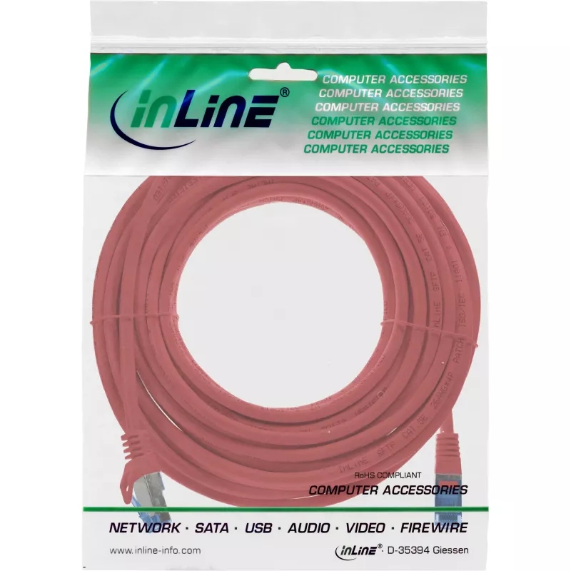 Cavo di rete InLine 72600R rosso 10 m Cat6a S/FTP (S-STP)