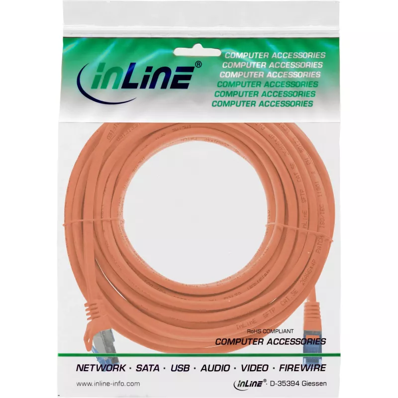 Cavo di rete InLine 72605O arancione 5 m Cat6a S/FTP (S-STP)