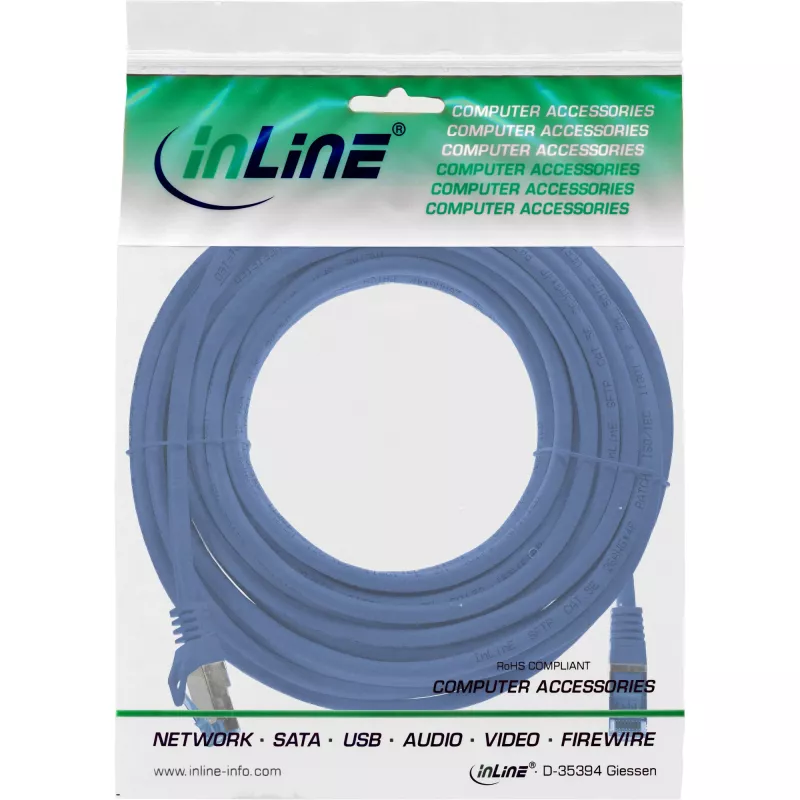 Cavo di rete InLine 72600B blu 10 m Cat6a S/FTP (S-STP)
