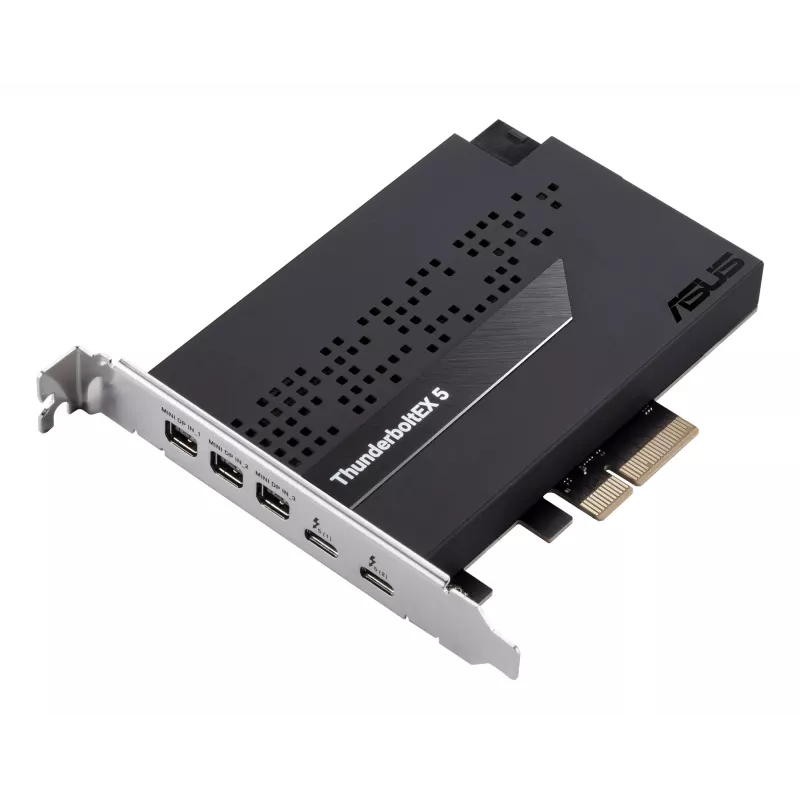 Scheda interfaccia ASUS ThunderboltEX 5 — PCIe 4.0, Intel JHL9580, Mini DisplayPort, USB 2.0, 120 Gbit/s