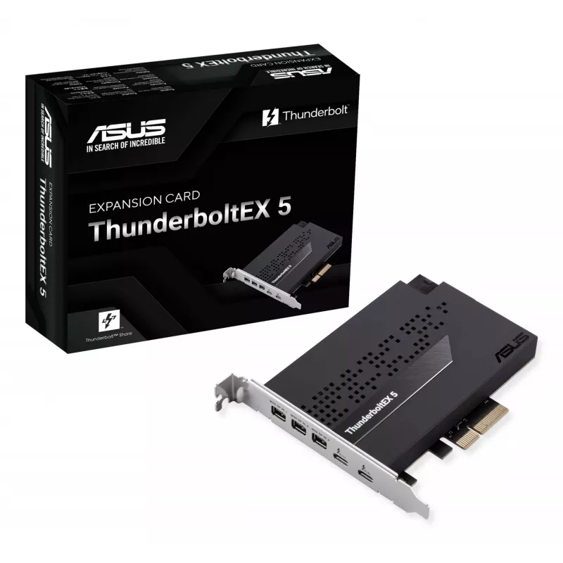 Scheda interfaccia ASUS ThunderboltEX 5 — PCIe 4.0, Intel JHL9580, Mini DisplayPort, USB 2.0, 120 Gbit/s