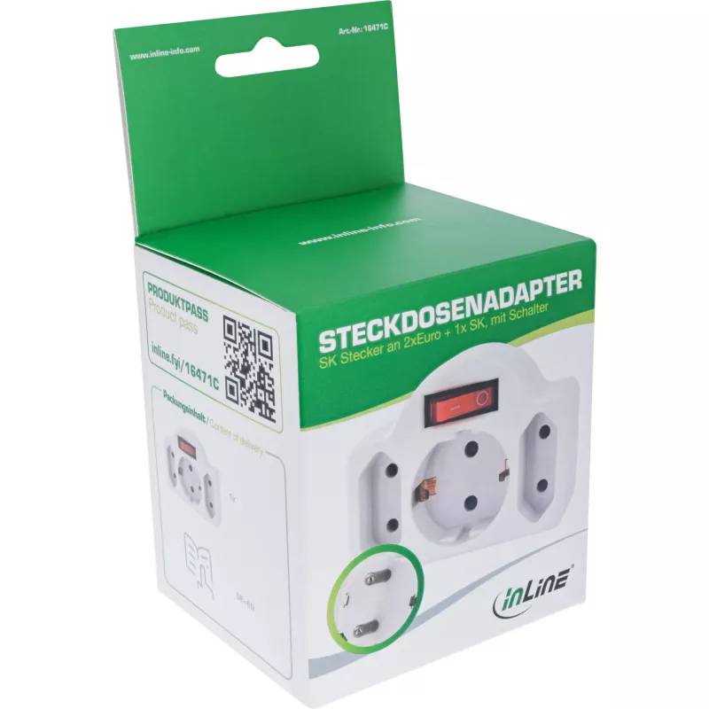 Adattatore spina Tipo F InLine 16471C 2x Tipo C + Tipo F bianco