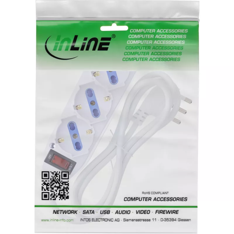 InLine 16431Z prolunga elettrica 1,5 m 3 prese AC per uso interno bianco