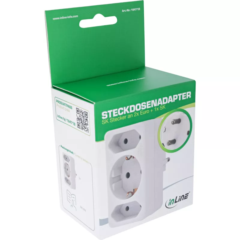 Adattatore spina Tipo F InLine 16471B 2x Tipo C + Tipo F bianco