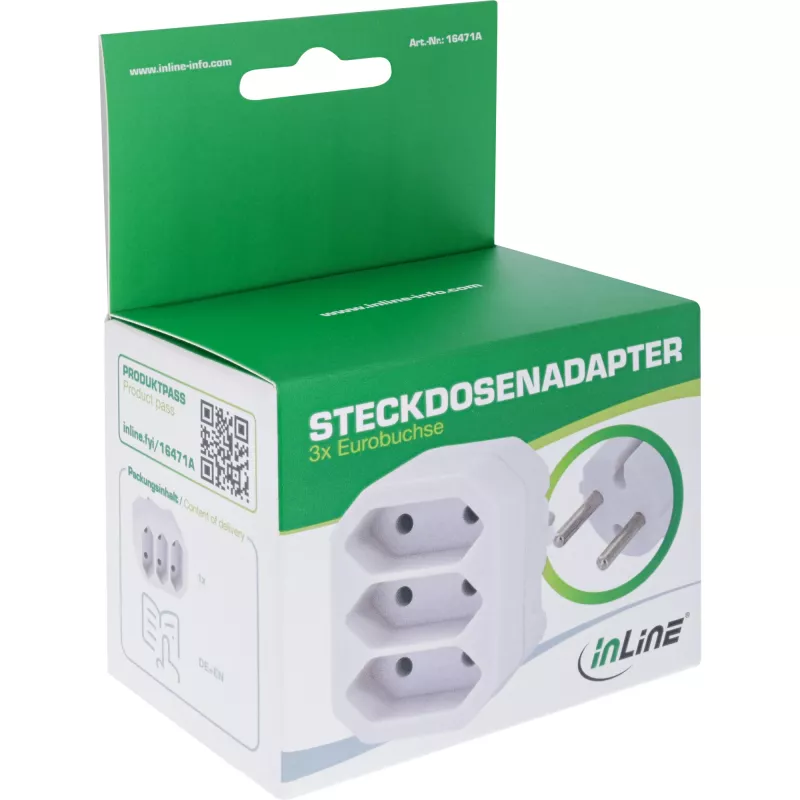 Adattatore spina Tipo F Tipo C InLine 16471A bianco