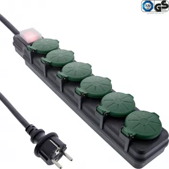 Ciabatta InLine 16496T 10 m 6 prese AC interno/esterno nero, verde