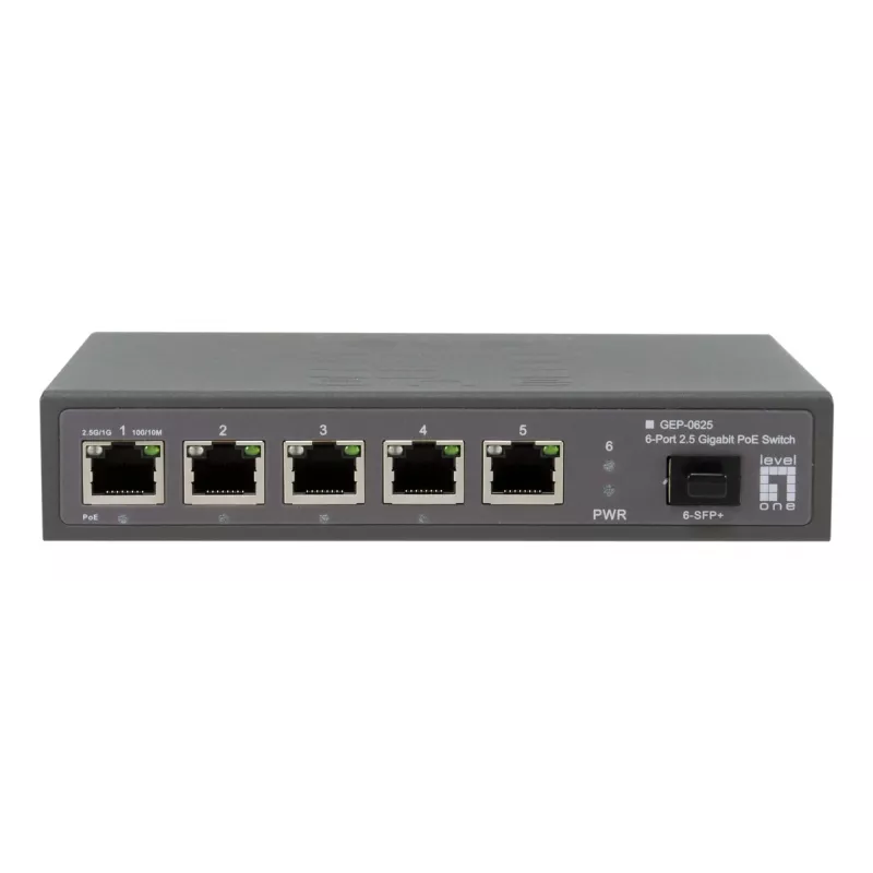 Switch di rete LevelOne GEP-0625 unmanaged 2.5G Ethernet (100/1000/2500) Power over Ethernet (PoE) nero