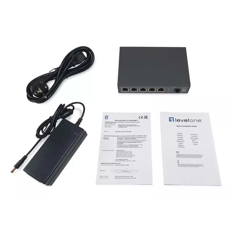 Switch di rete LevelOne GEP-0625 unmanaged 2.5G Ethernet (100/1000/2500) Power over Ethernet (PoE) nero