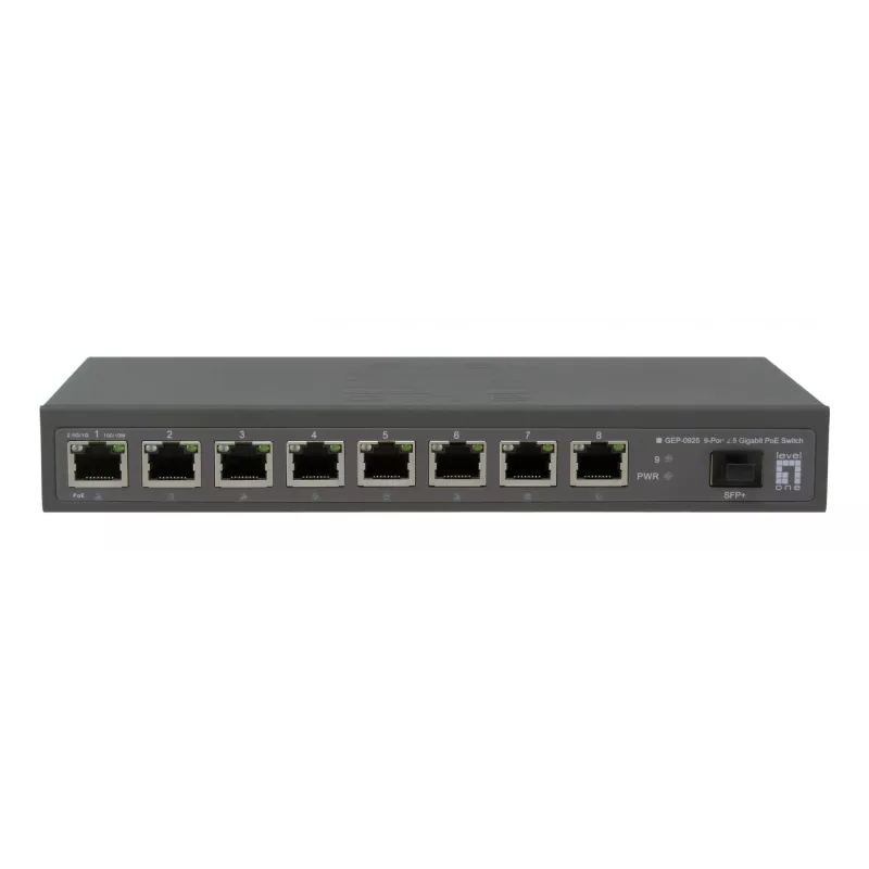 Switch di rete LevelOne GEP-0925 unmanaged 2.5G Ethernet (100/1000/2500) Power over Ethernet (PoE) nero