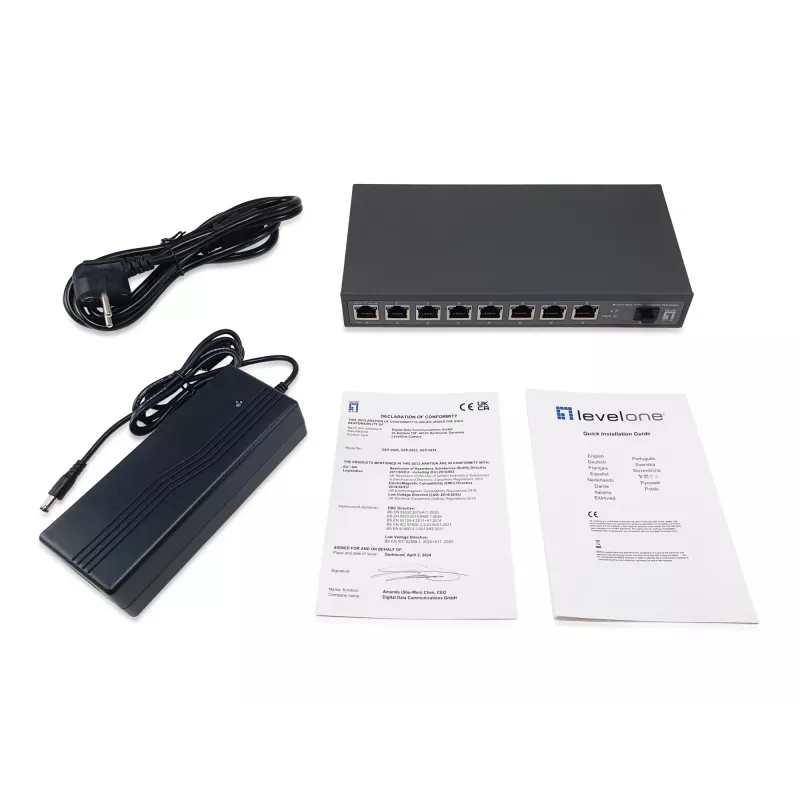 Switch di rete LevelOne GEP-0925 unmanaged 2.5G Ethernet (100/1000/2500) Power over Ethernet (PoE) nero