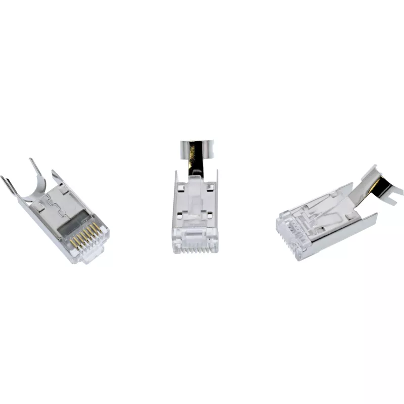 Connettore crimp InLine Cat.6A RJ45 schermato, 3 pezzi nero confezione da 100