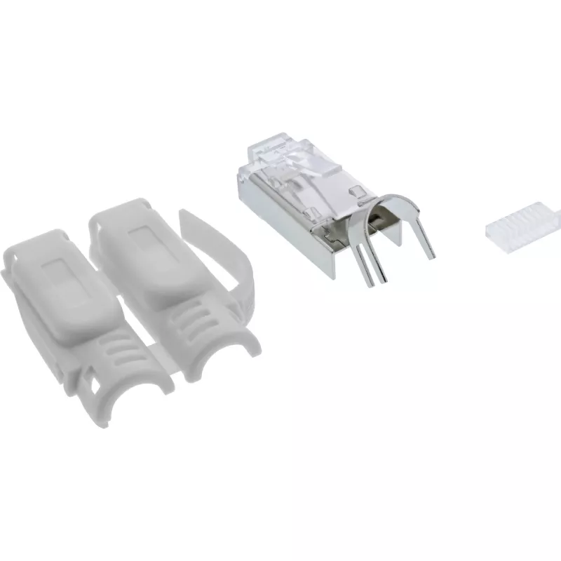 Connettore crimp InLine Cat.6A RJ45 schermato, 3 pezzi grigio confezione da 10