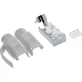 Connettore crimp InLine Cat.6A RJ45 schermato, 3 pezzi grigio confezione da 100