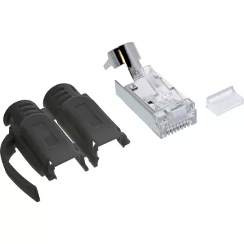 Connettore crimp InLine Cat.6A RJ45 schermato, 3 pezzi nero confezione da 10