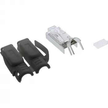 Connettore crimp InLine Cat.6A RJ45 schermato, 3 pezzi nero confezione da 10