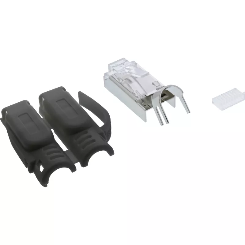 Connettore crimp InLine Cat.6A RJ45 schermato, 3 pezzi nero confezione da 10