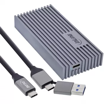 Case esterno USB4 InLine 00031J — USB-C a M.2 NVMe SSD, 40 Gb/s, alluminio