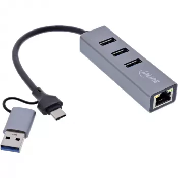 Hub di interfaccia InLine 33380S USB 3.2 Gen 1 (3.1 Gen 1) Type-A + Type-C 5000 Mbit/s grigio