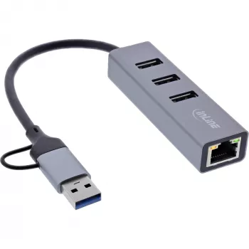 Hub di interfaccia InLine 33380S USB 3.2 Gen 1 (3.1 Gen 1) Type-A + Type-C 5000 Mbit/s grigio