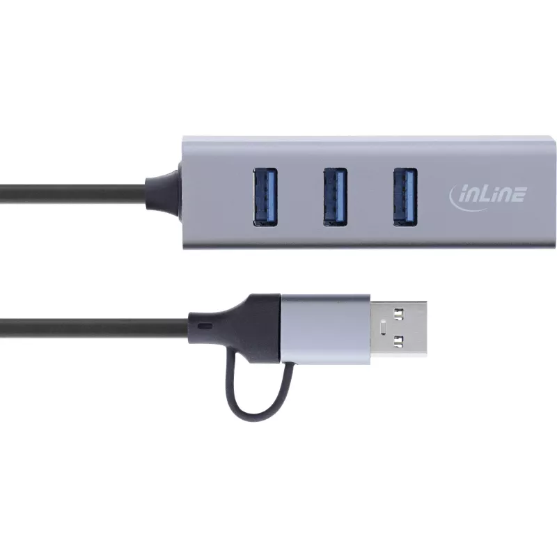 Hub di interfaccia InLine 33380S USB 3.2 Gen 1 (3.1 Gen 1) Type-A + Type-C 5000 Mbit/s grigio