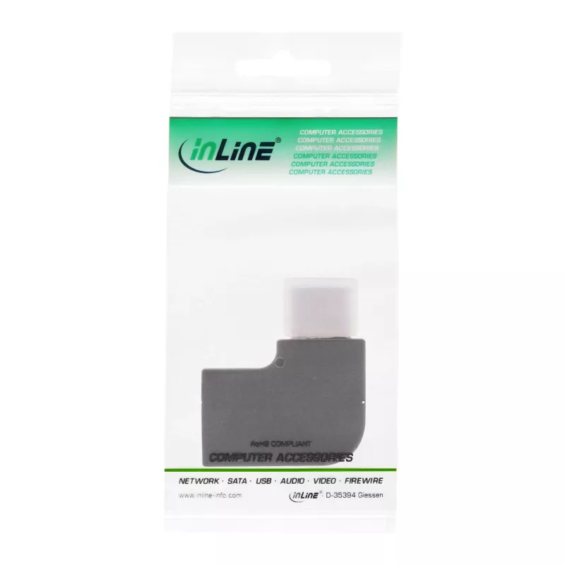 Adattatore USB 3.2 Gen.2 InLine, connettore maschio USB-C / connettore femmina USB-C, ad angolo