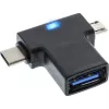 Adattatore OTG USB 3.1/2.0 a T InLine, connettore maschio USB-C o Micro-USB su connettore femmina A