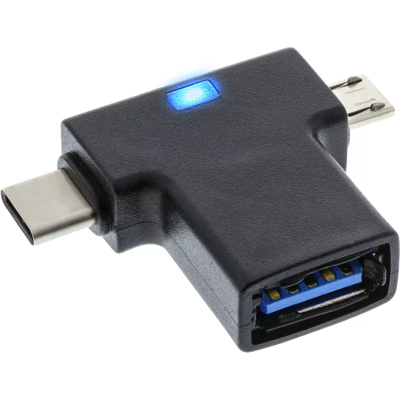 Adattatore OTG USB 3.1/2.0 a T InLine, connettore maschio USB-C o Micro-USB su connettore femmina A