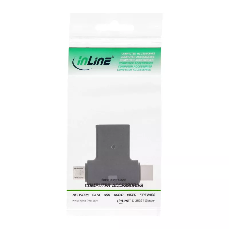 Adattatore OTG USB 3.1/2.0 a T InLine, connettore maschio USB-C o Micro-USB su connettore femmina A