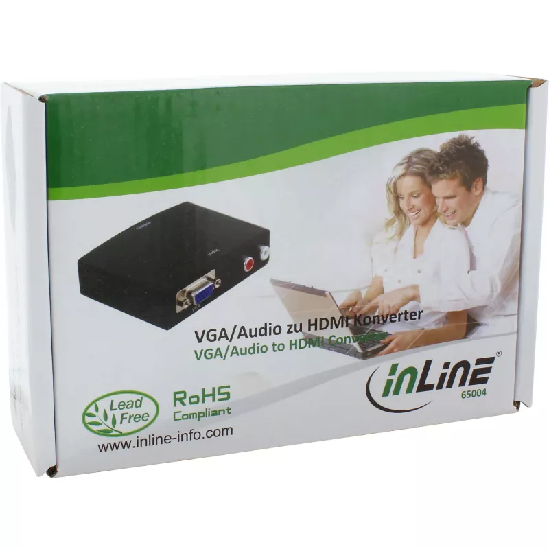 Convertitore InLine VGA + audio a HDMI ingresso VGA e audio RCA uscita HDMI