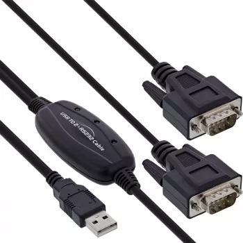 Cavo adattatore InLine USB 2.0 a 2x seriale USB Type-A a 2x connettore maschio Sub-D 9 pin 1,5 m