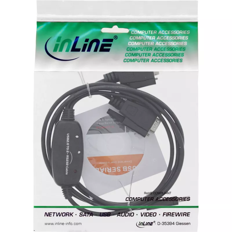 Cavo adattatore InLine USB 2.0 a 2x seriale USB Type-A a 2x connettore maschio Sub-D 9 pin 1,5 m