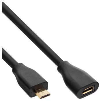 Cavo di prolunga InLine Micro-USB 2.0, Micro-B M/F, nero/oro, 3 m
