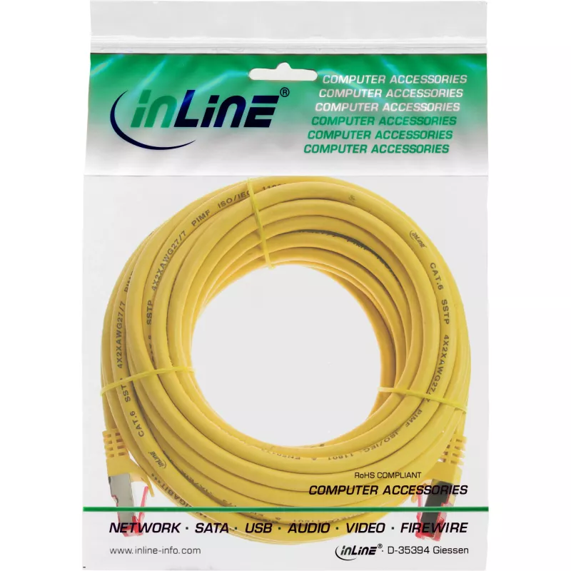 Cavo patch InLine S/FTP PiMF Cat.6 250MHz rame halogen free giallo 15 m