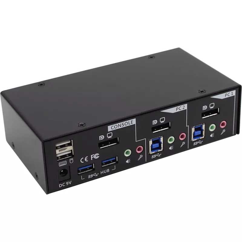 Switch KVM desktop InLine 2 porte DisplayPort hub USB 3.0 con audio