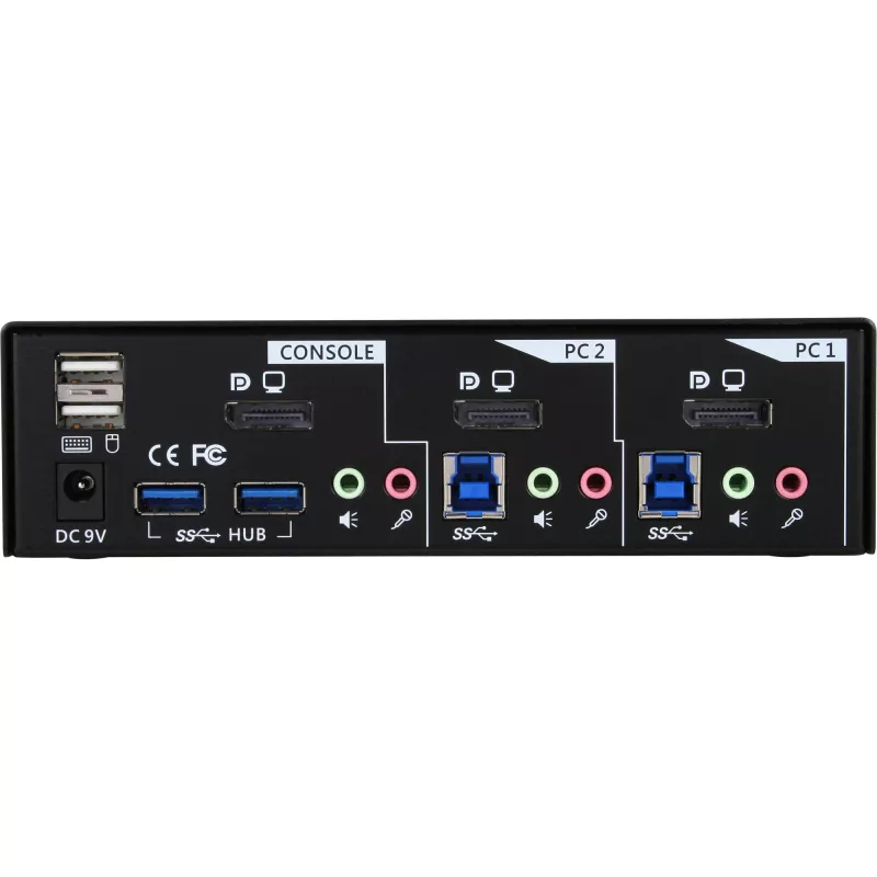 Switch KVM desktop InLine 2 porte DisplayPort hub USB 3.0 con audio