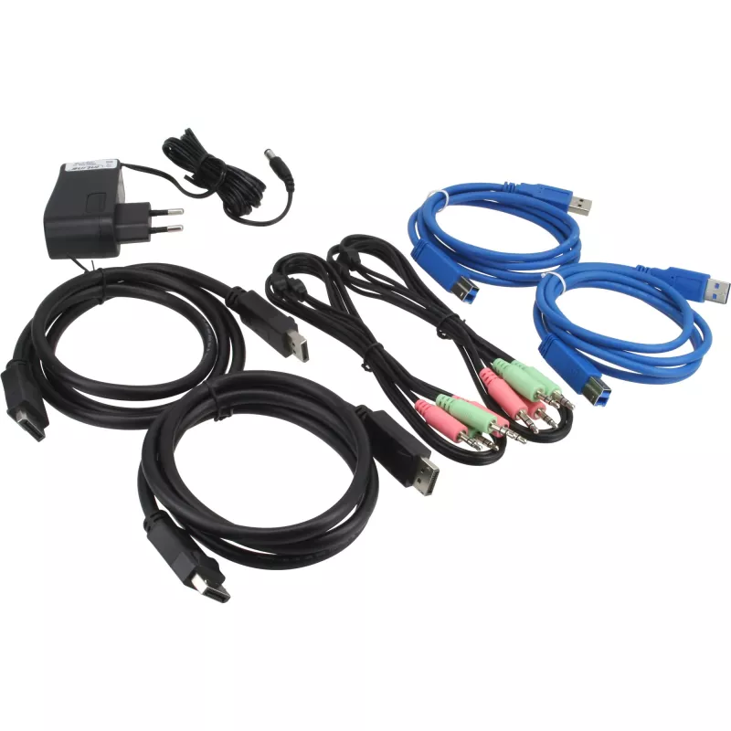 Switch KVM desktop InLine 2 porte DisplayPort hub USB 3.0 con audio
