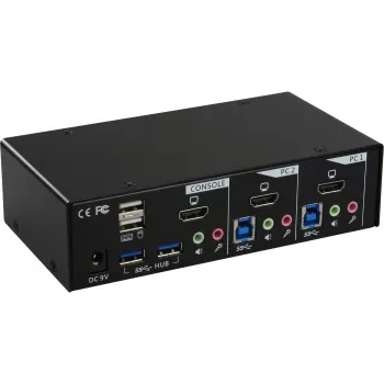 Switch KVM desktop InLine, 2 porte, HDMI, hub USB 3.0, con audio
