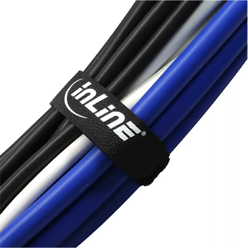 InLine Set di fascette per cavi in velcro, 5 pz 20 x 300 mm + 5 pz 25 x 500 mm, nero