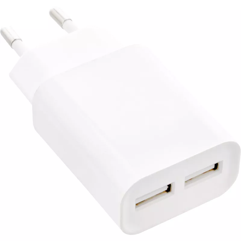 Alimentatore USB InLine DUO, 2 porte 100-240VAC a 5V / 2.1A bianco
