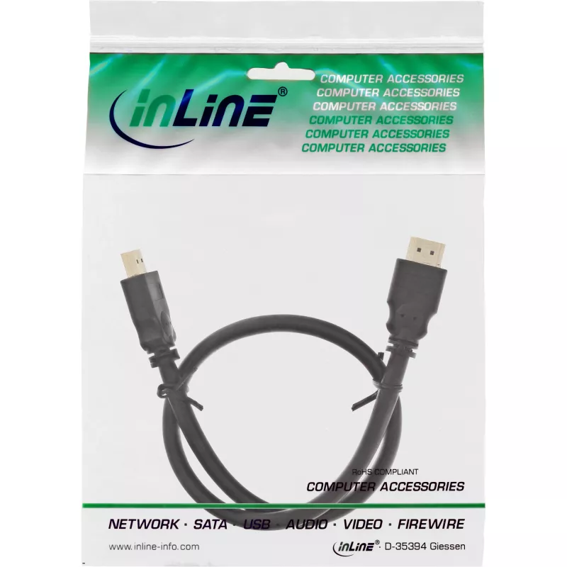 Cavo InLine HDMI, cavo HDMI High Speed, M/M, nero, contatti dorati, 10 m