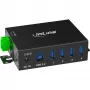 InLine 35396A hub USB 3.2 Gen 1 industriale, 4x USB-A, porta host USB-B, 5 Gbit/s, alloggiamento in alluminio, nero, con alimentatore