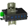 InLine 35396A hub USB 3.2 Gen 1 industriale, 4x USB-A, porta host USB-B, 5 Gbit/s, alloggiamento in alluminio, nero, con alimentatore