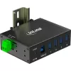 InLine 35396A hub USB 3.2 Gen 1 industriale, 4x USB-A, porta host USB-B, 5 Gbit/s, alloggiamento in alluminio, nero, con alimentatore