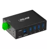 InLine 35396A hub USB 3.2 Gen 1 industriale, 4x USB-A, porta host USB-B, 5 Gbit/s, alloggiamento in alluminio, nero, con alimentatore