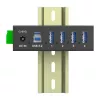 InLine 35396A hub USB 3.2 Gen 1 industriale, 4x USB-A, porta host USB-B, 5 Gbit/s, alloggiamento in alluminio, nero, con alimentatore