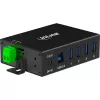 InLine 35396A hub USB 3.2 Gen 1 industriale, 4x USB-A, porta host USB-B, 5 Gbit/s, alloggiamento in alluminio, nero, con alimentatore