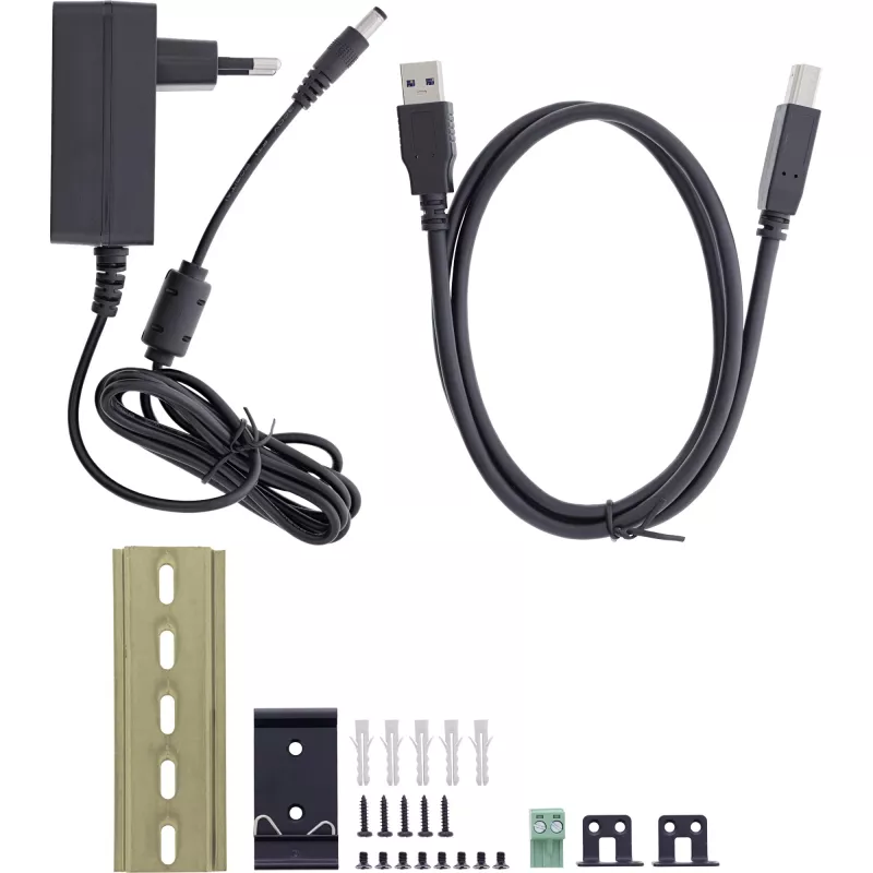 InLine 35396A hub USB 3.2 Gen 1 industriale, 4x USB-A, porta host USB-B, 5 Gbit/s, alloggiamento in alluminio, nero, con alimentatore