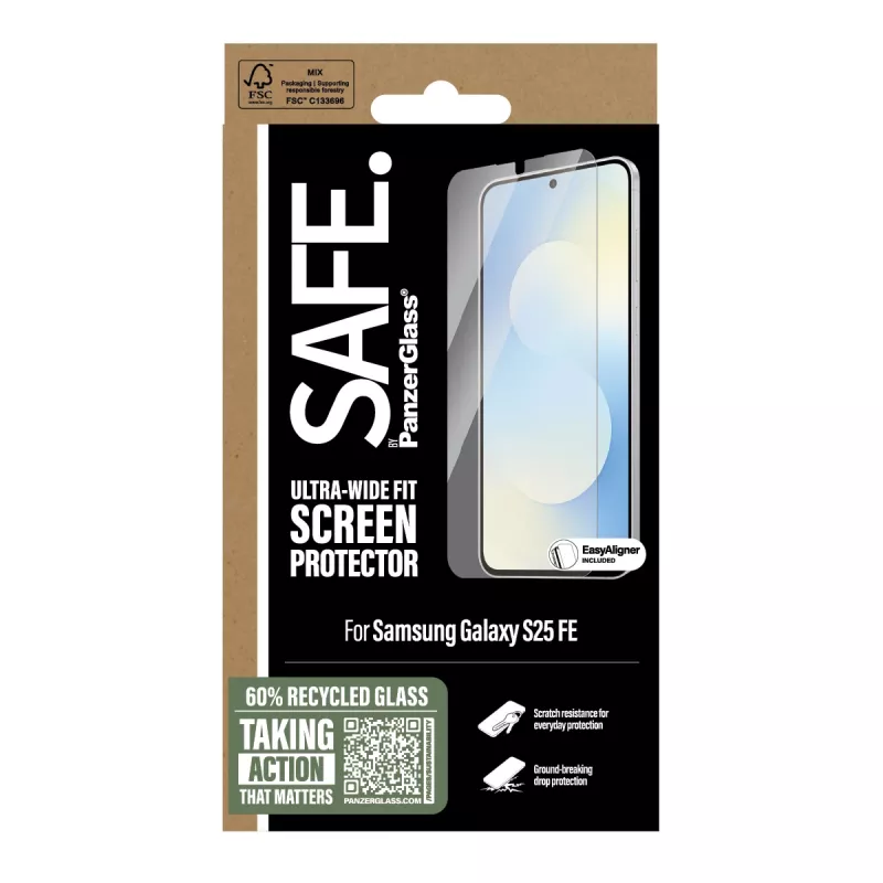 PanzerGlass SAFE. by ® protezione display Samsung Galaxy S25 FE 5G | Ultra-Wide Fit con EasyAligner