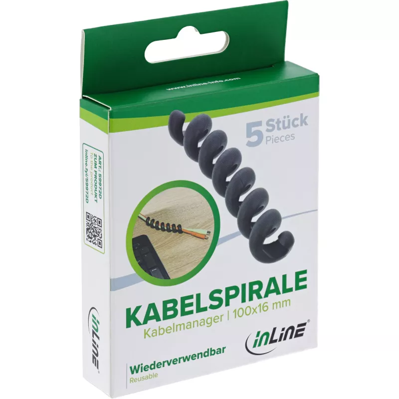 InLine 59972D Organizer per cavi universale guaina per cavi nero 5 pz.