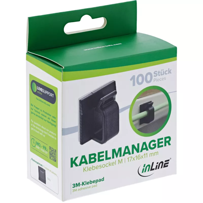 InLine 59971G Organizer per cavi universale ganci per cavi nero 100 pz.